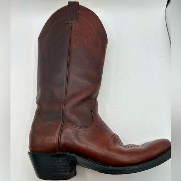 Vintage Men’s Panhandle Slim Brown Leather Cowboy Western Rancher Pull On Boots - Picture 5 of 14